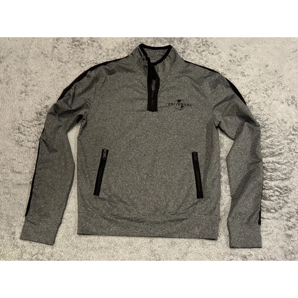 Universal Studios 1/4 Zip Sweater Mens Small Gray Pockets Fleece Souvenir